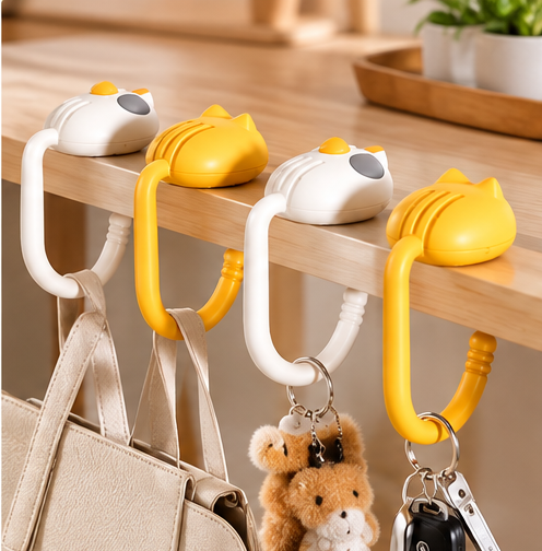 Cat Table Hook – Cute Portable Purse Bag Hook (Set of 4)