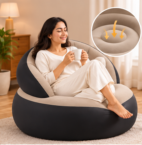 Inflatable Lounge Chair for Adults – Portable Lazy Sofa with Manual Air Pump