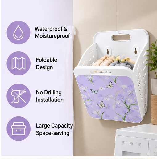 Collapsible Hanging Laundry Basket with Carry Handle