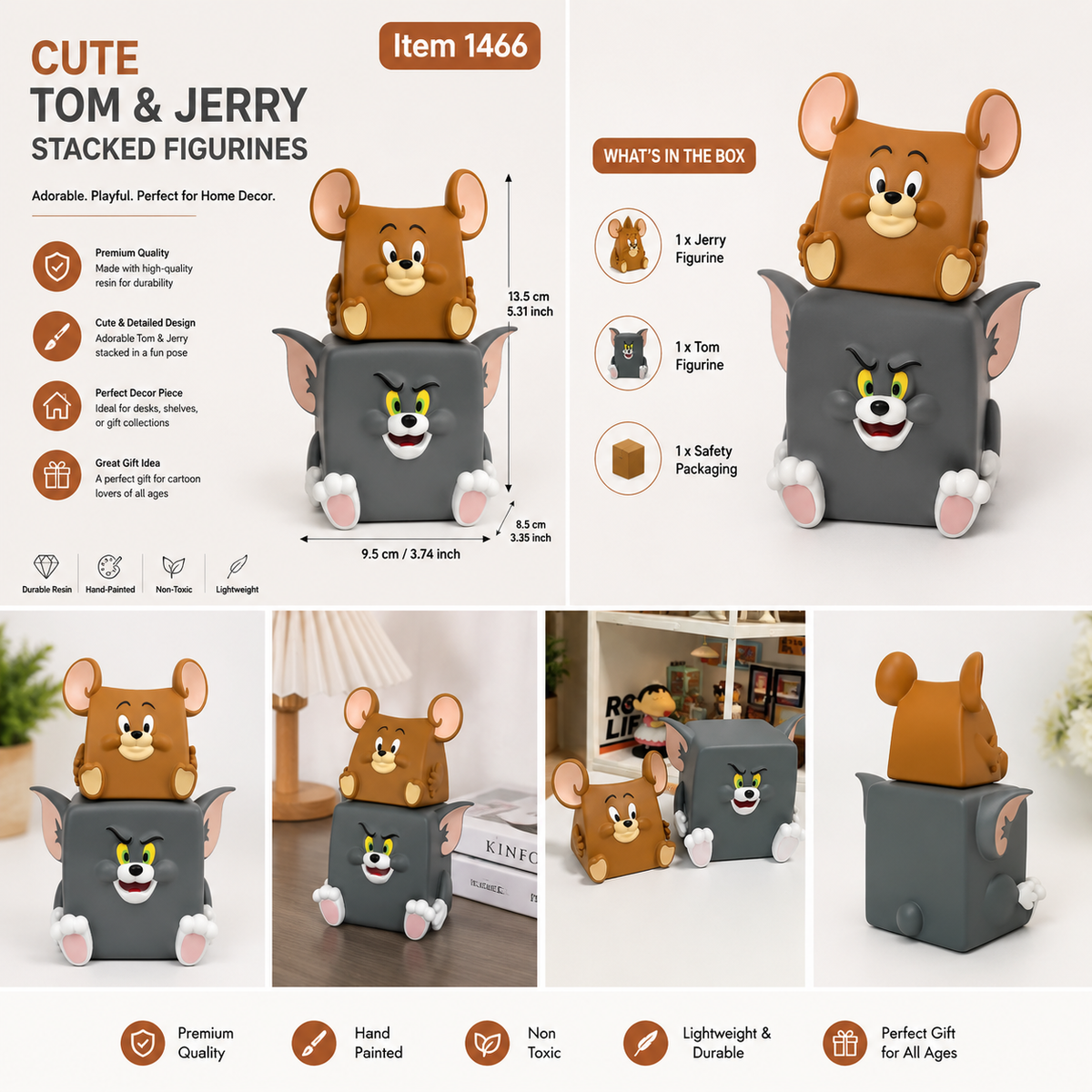 Creative Cartoon Tom and Jerry Cute Children's Piggy Bank for Boys and Girls - Anti-Fall Vinyl Piggy Bank, Full Realistic Design