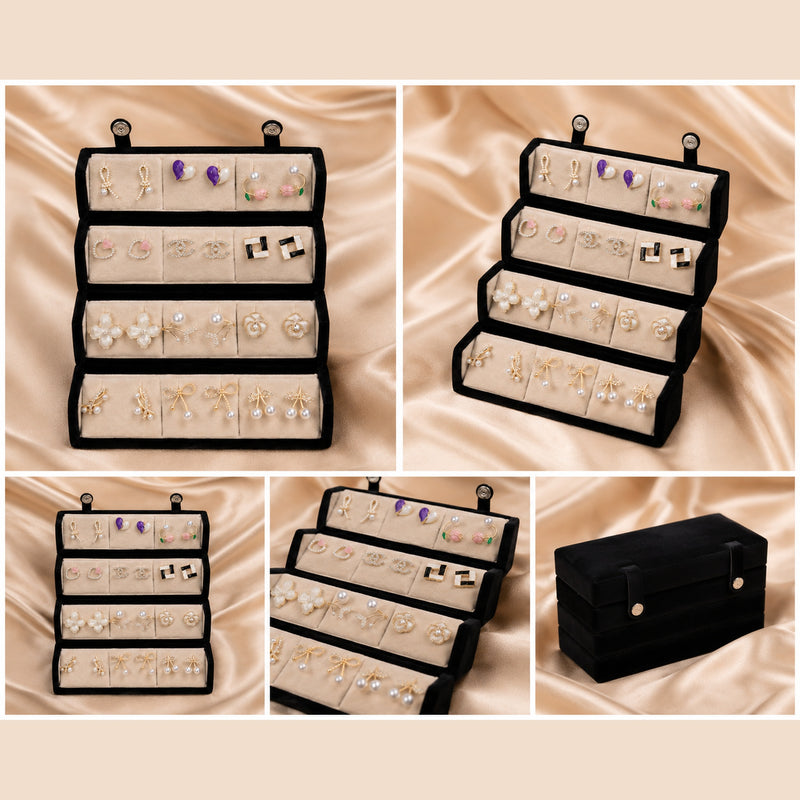 4-Tier Velvet Earring Display Stand with 12 Earring Pairs